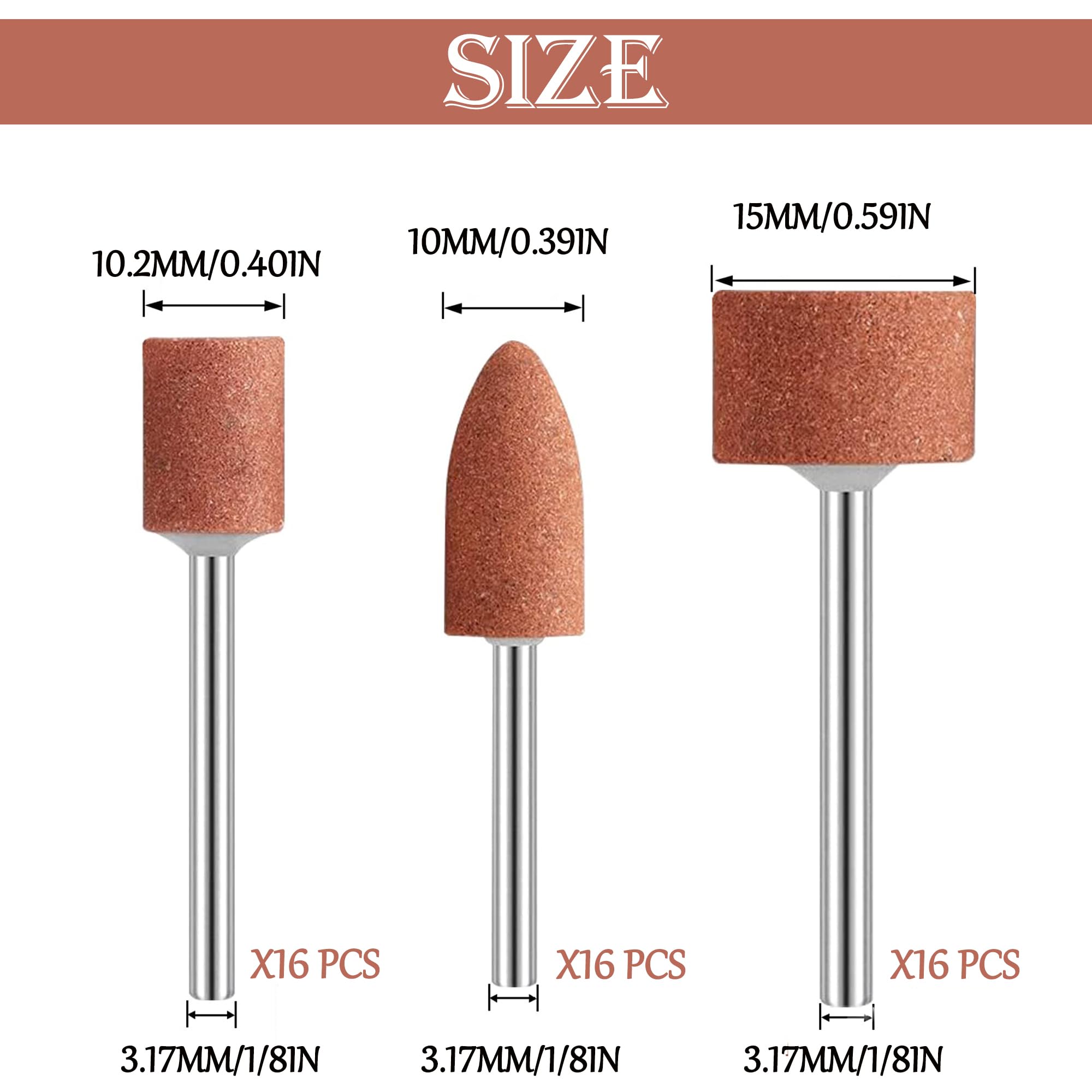 3MM Testa di Mole Montata, Multifunzione Set di Punte Abrasive in Pietra Mola con Gambo da 1/8", Accessori per Mole Set, Professionale Testa di Lucidatura per Smerigliare e Affilare Lucidatura