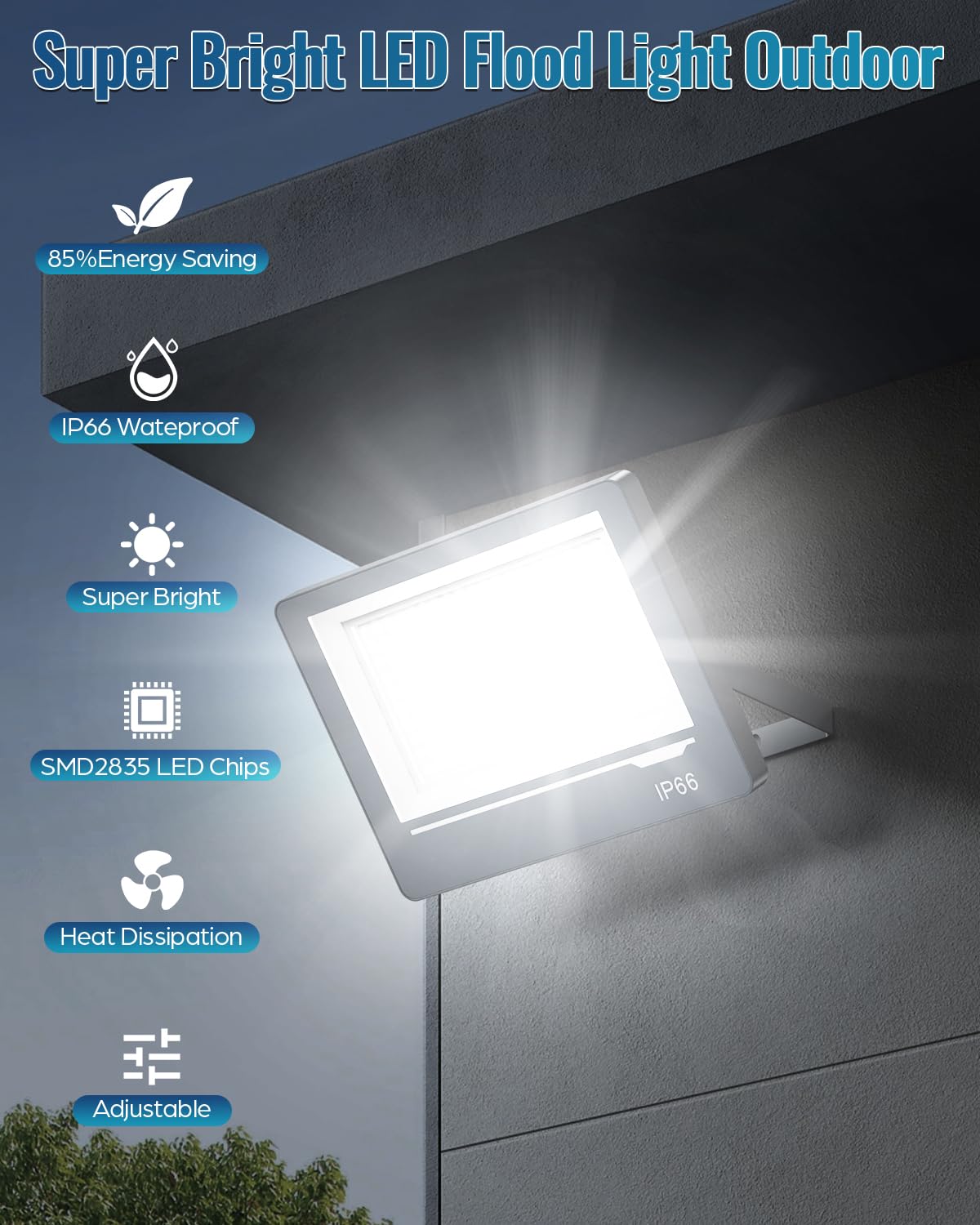 Faretto Fari Faro a LED da Esterno 200W 20000LM - IP66 Impermeabile 6500K Luce Fredda Faretto LED Esterno per Giardino, Patio, Terrazza, Garage(2 Pezzi)