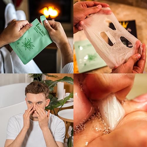 Miniatura 2 de Mascarilla facial para hombre (paquete de 6) – Cúrcuma anti-acné, aloe vera calmante y 2% BHA ácido salicílico – Cuidado de la piel para hombres