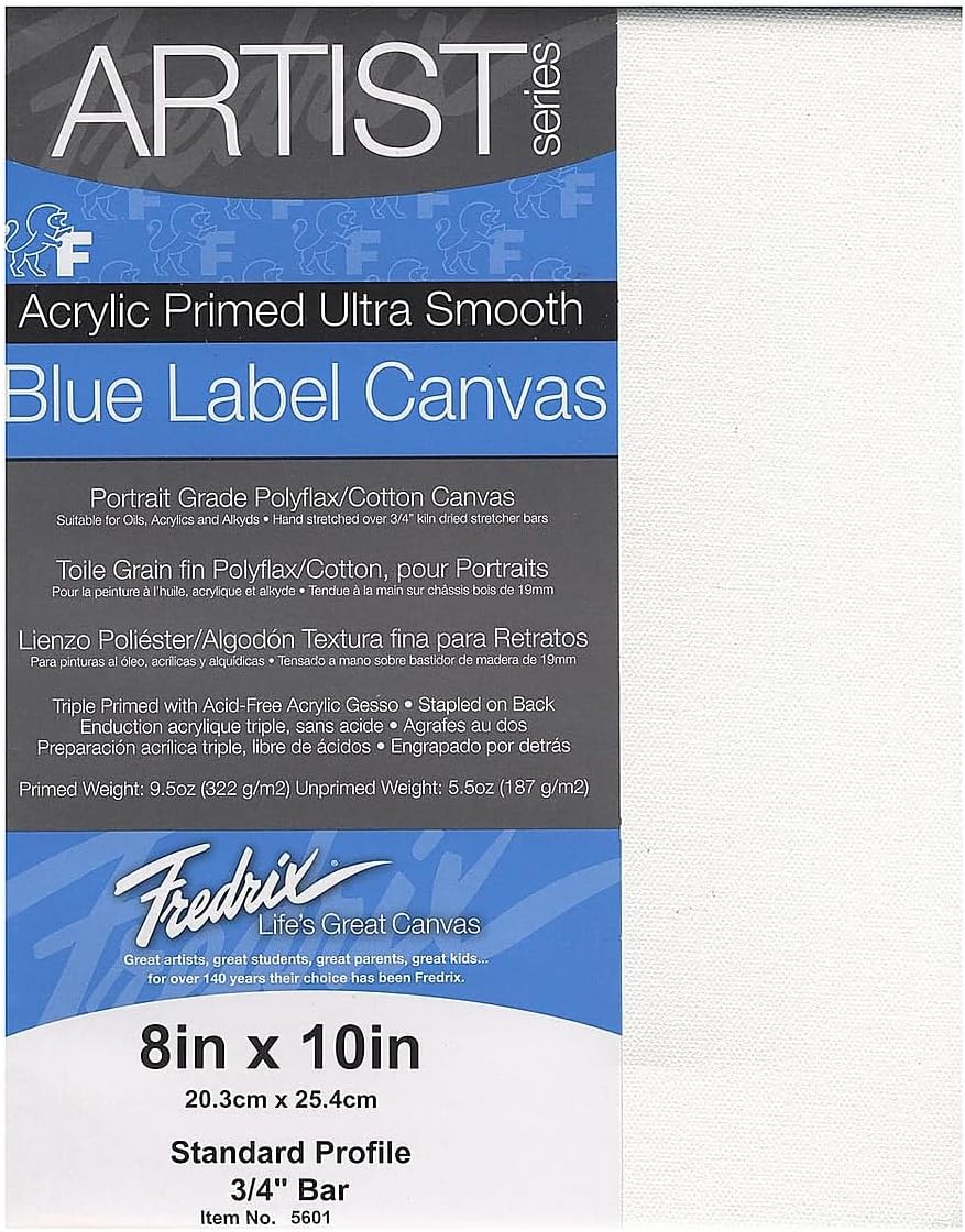 Fredrix 5601 Ultra Smooth Stretched Canvas, 8 by 10-Inch
