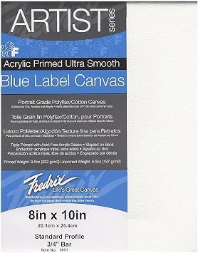 Fredrix 5601 Ultra Smooth Stretched Canvas, 8 by 10-Inch