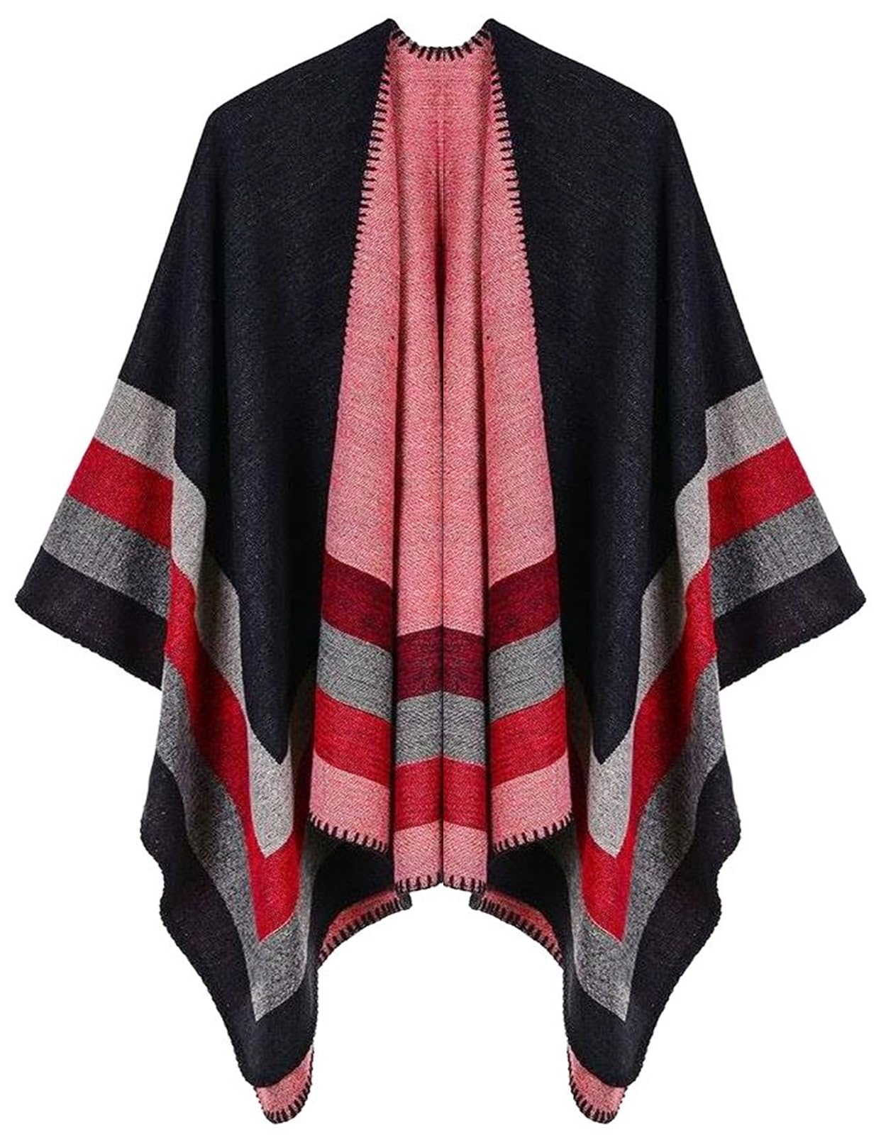 Women's Shawl Wraps Open Front Poncho Cape Oversized Sweaters Casual Cardigan Shawls for Fall Winter