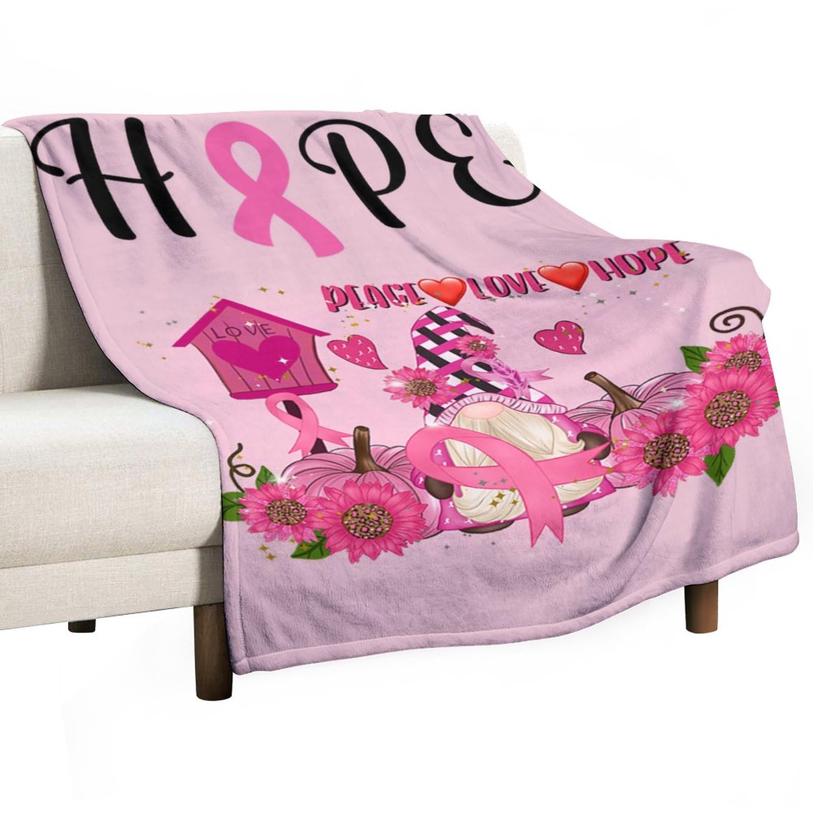 Couverture polaire en flanelle 150x200cm ruban rose plaid rose pour homme et ado