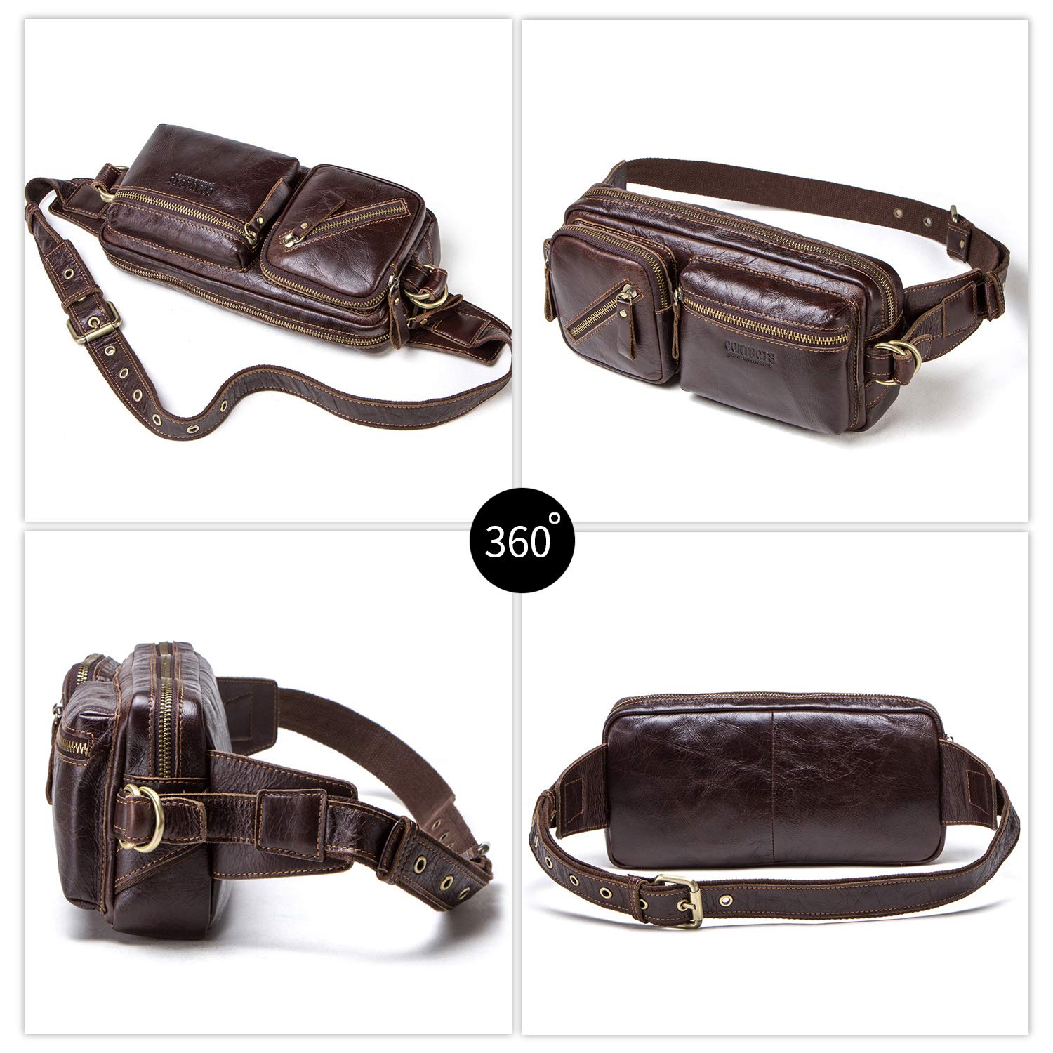 FANDARE Marsupio Sportivo Monospalla Zaino Uomo Monospalla Ragazzo Borsa a tracolla Pelle Borse a spalla Impermeabile Sling Bag per Festa,Viaggi, Corsa,Tour in Bicicletta