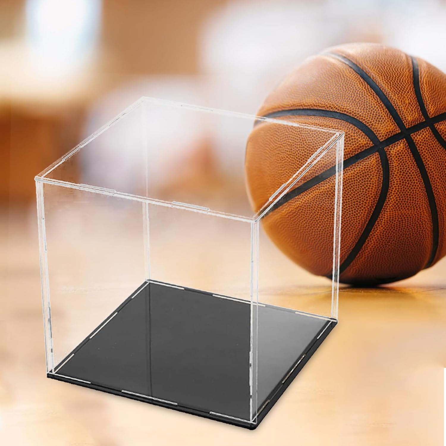 Acrylic Display Box Dustproof Cover 25x25x25 Cm with Base for Ball Collection Exhibition Sports Memorabilia Display Case for Basketball Football Baseball