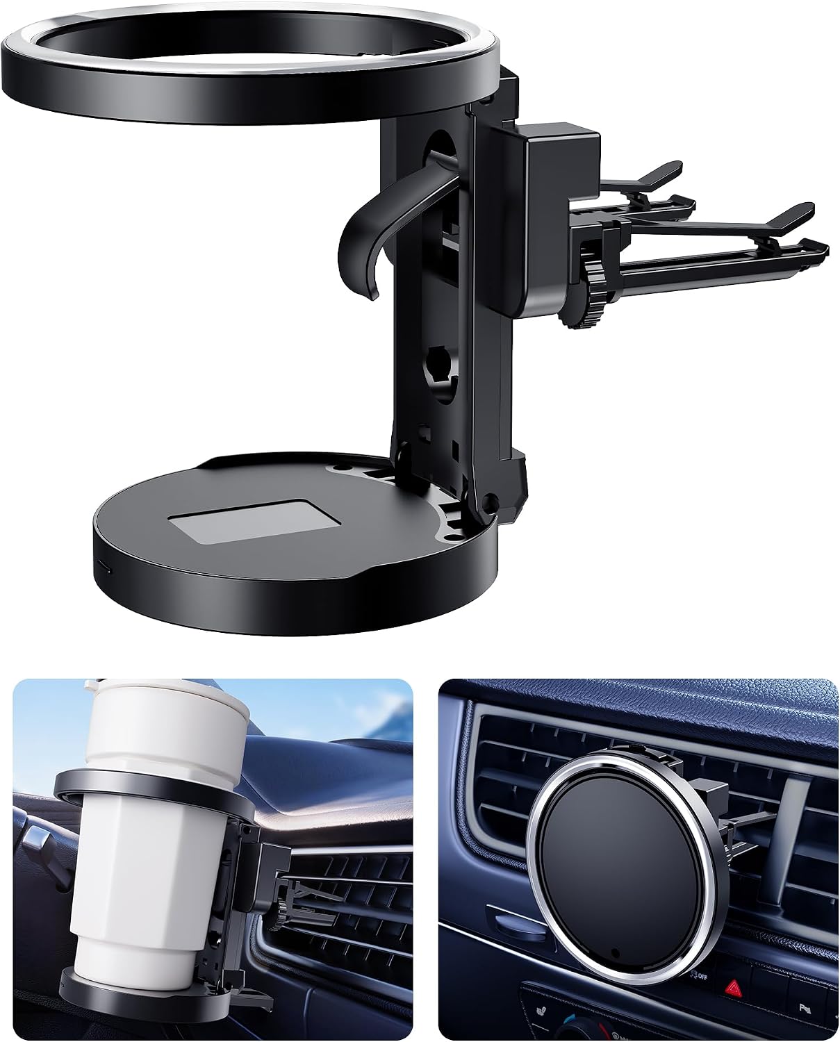 Hanging Cup Holder for Car Air Vent, Extra Car Cup Holder Expander Car Ashtray Drink Holders Clip On Outlet, Suitable for Cars and Trucks with Horizontal Blade Vents