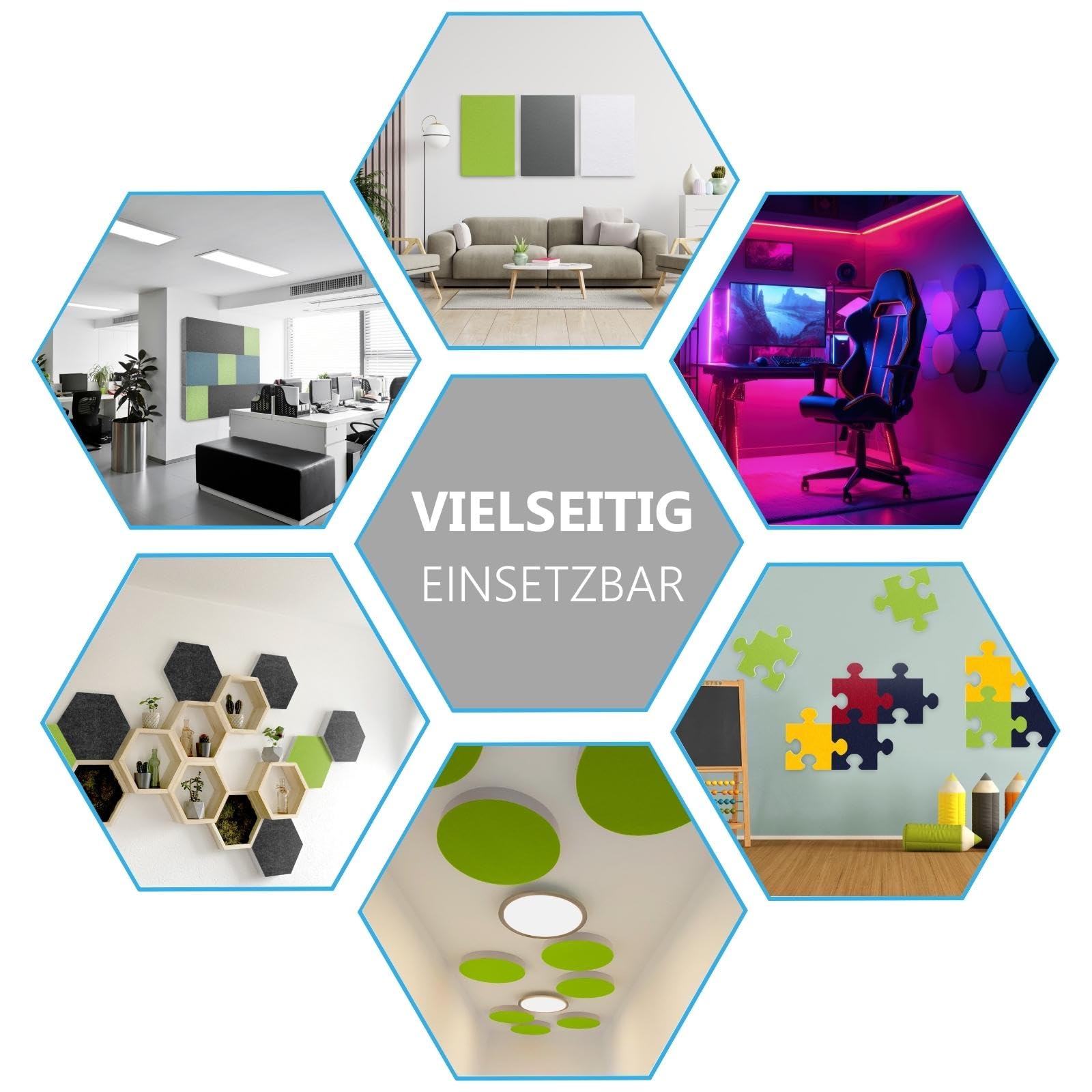 platino24 Schallabsorber COLORE aus Basotec G+ I Akustikpaneele mit Akustikfilz I 3 Wand-Paneele in Schwarz I Akustikplatten zur Schalldämmung in Büro, Studio & Wohnung