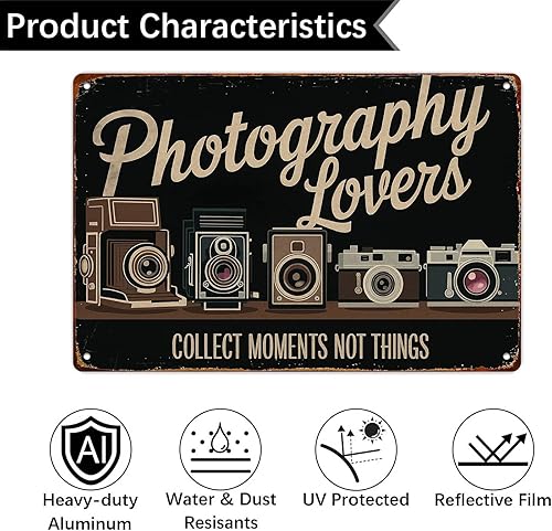 Miniatura 3 de Photography Lovers Retro Camera Funny Wall Decor Retro Metal Sign Poster for Garage Man Cave Bathroom Bedroom Farm Inspirational Popular Wall Art