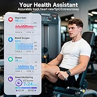 Vista 2 de SOUYIE Smart Watch with SOS, 1.85" AMOLED Display Fitness Tracker, Heart Rate Blood Oxygen Sleep Monitor for Men Women, IP68 Waterproof Sport Watch