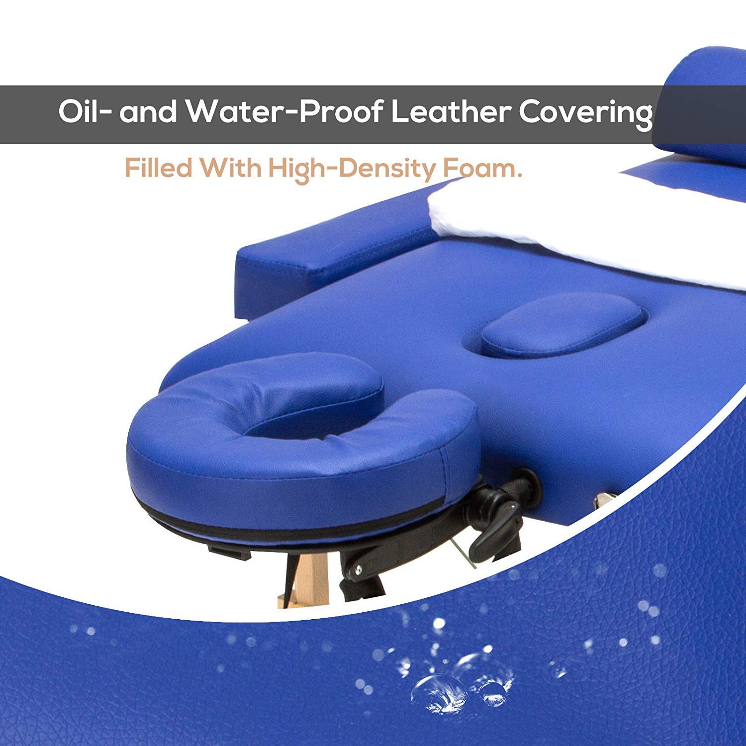 Uenjoy Folding Massage Table 84'' Professional Massage Bed Luxury-Model With Additional Accessories 3 Fold, Blue