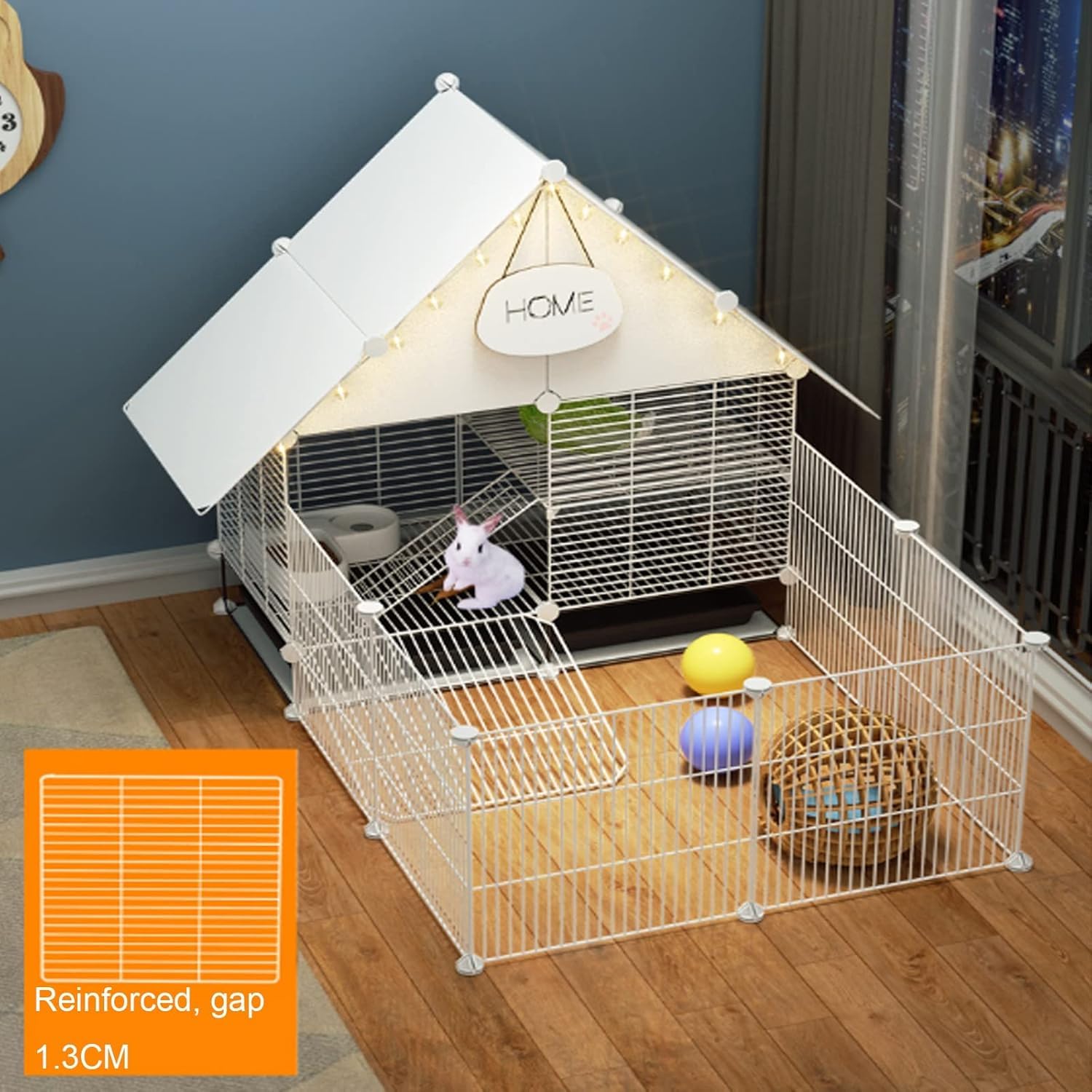 2-stöckiger Kaninchenkäfig Indoor-kaninchenstall Mit 2 Tiefen Ausziehbaren Tabletts Kleintiere Outdoor-haustierhaus Mit Wasserdichtem Dach Für Frettchen, Chihilla, Igel, White, 75 * 111 * 92cm