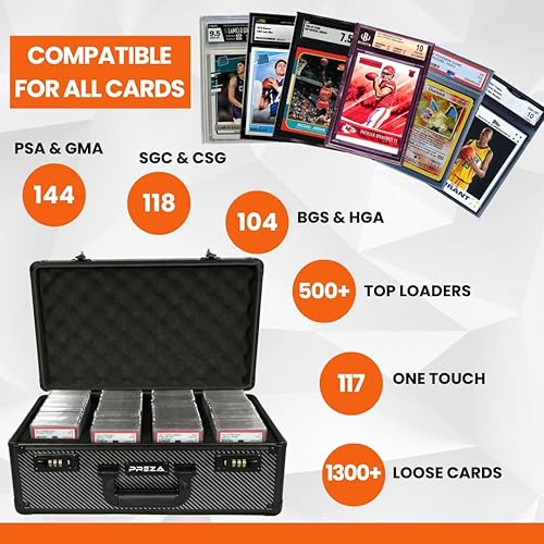 Miniatura 2 de PREZA Caja de almacenamiento para tarjetas graduadas, estuche prémium para tarjetas coleccionables deportivas graduadas y TGC, almacenamiento de