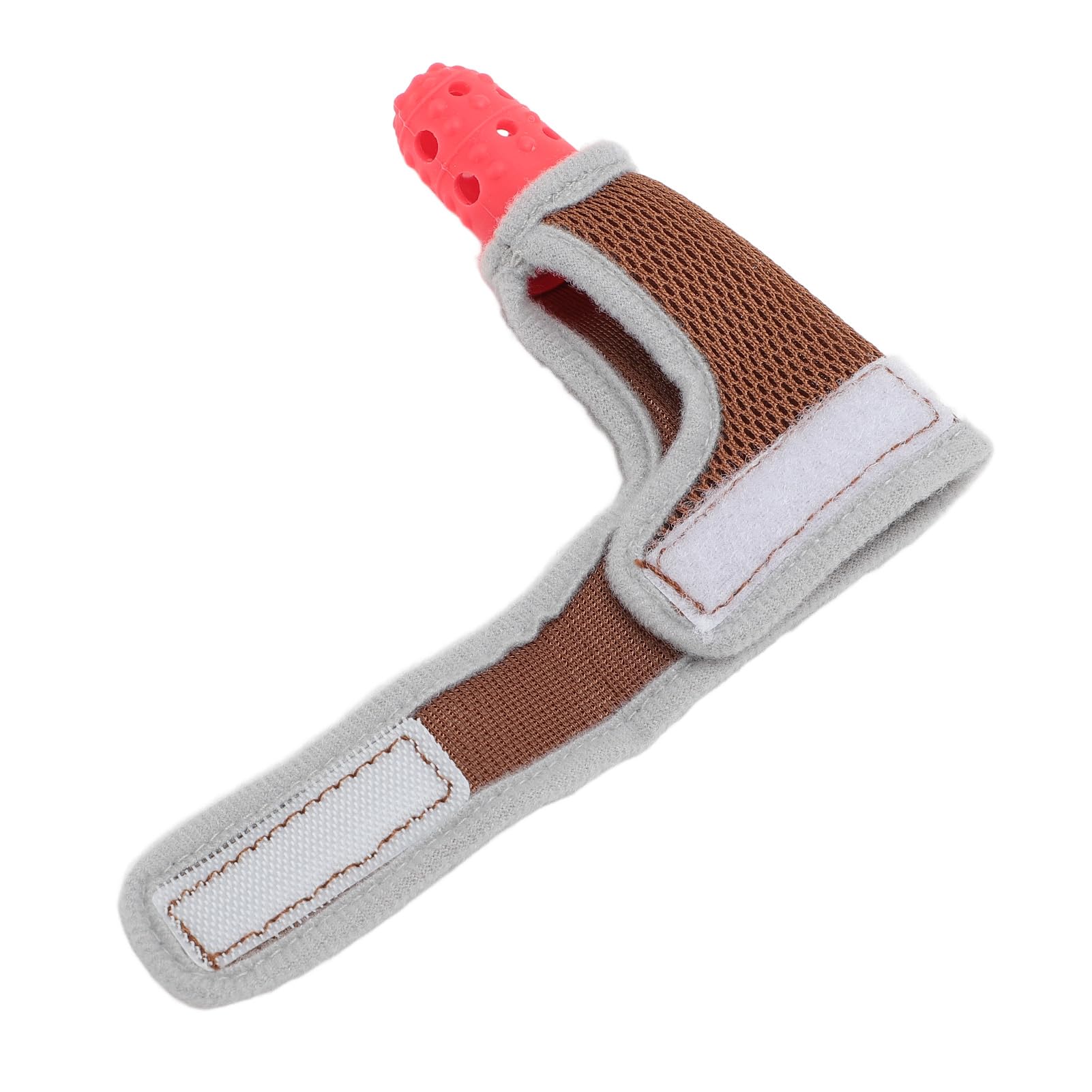 Baby Silicone Thumb Sucking Gloves, Hollow Silicone Massage Teether, Adjustable Wrist Strap, Stop Finger Sucking for Babies 3 Months and Up, Medium (Red)