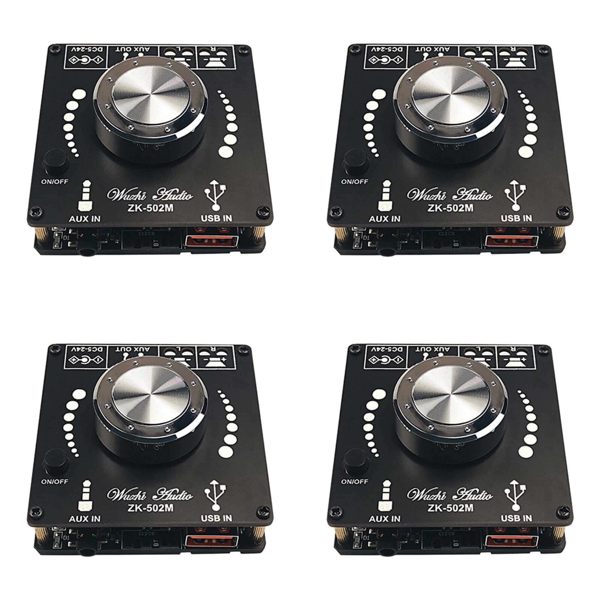 (4 pc) FlyRobo ZK-502M 50WX2 Stereo Bluetooth 5.0 Power Audio Amplifier Board