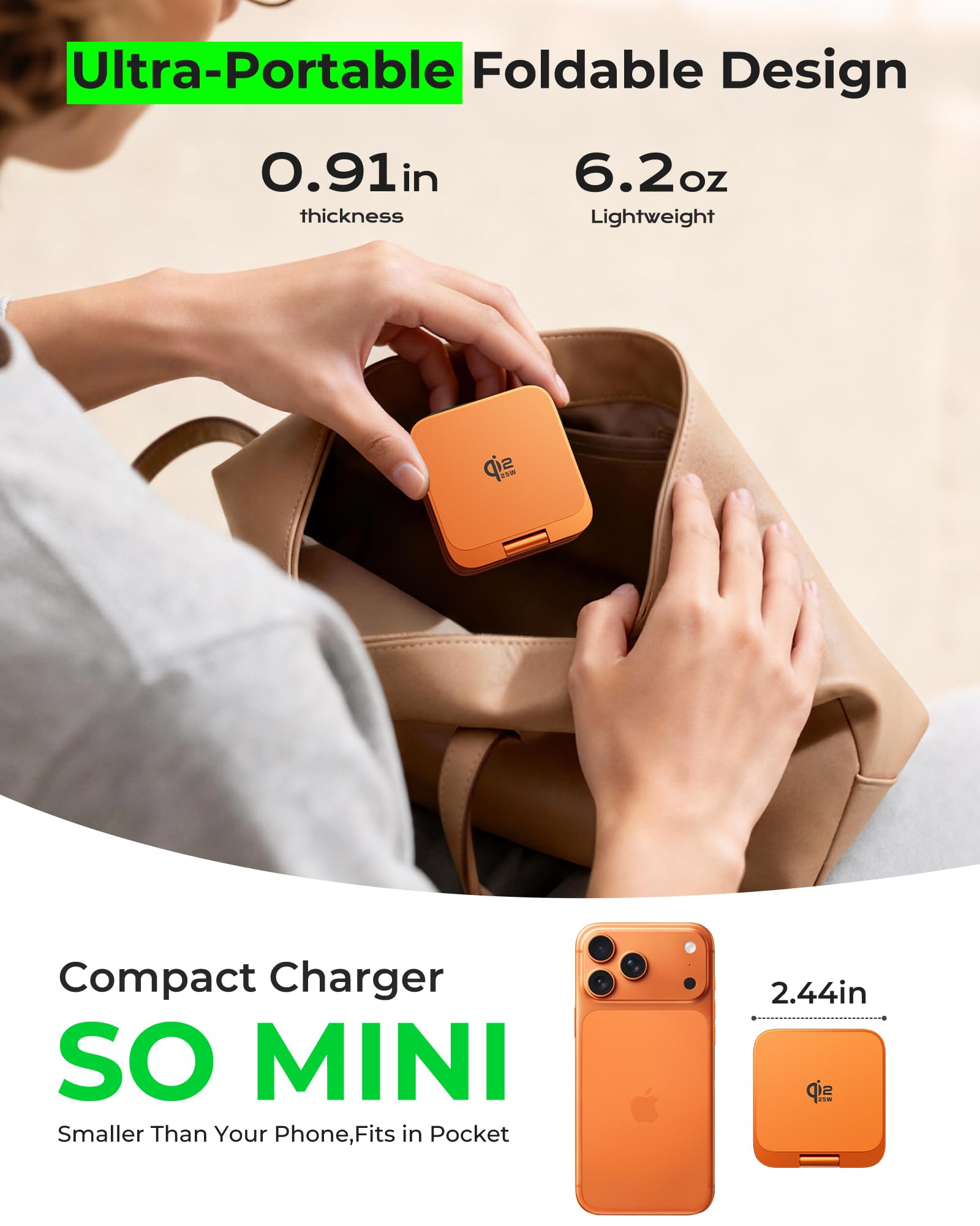 LULULOOK Cargador inalámbrico Qi2.2 de 25W Estación de Carga magnética 3 en 1 para iPhone 17/16/15/14/13/12,Apple Watch,AirPods,Plegable Aluminio Soporte de Carga rápida con Adaptador GAN de 45W
