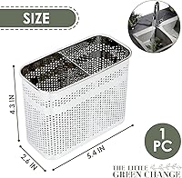 Vista 2 de Kitchen Utensils Chopsticks Holder Drying Rack Basket with Hooks 2 Divided Compartments Quality Stainless Steel Large L5.4 X H4.3 X W2.6