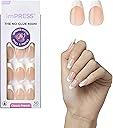 KISS imPRESS No Glue Mani Press On Nails, French, 'Ideal', White, Medium Size, Coffin Shape, Includes 30 Nails, Prep Pad, Instructions Sheet, 1 Manicure Stick, 1 Mini File