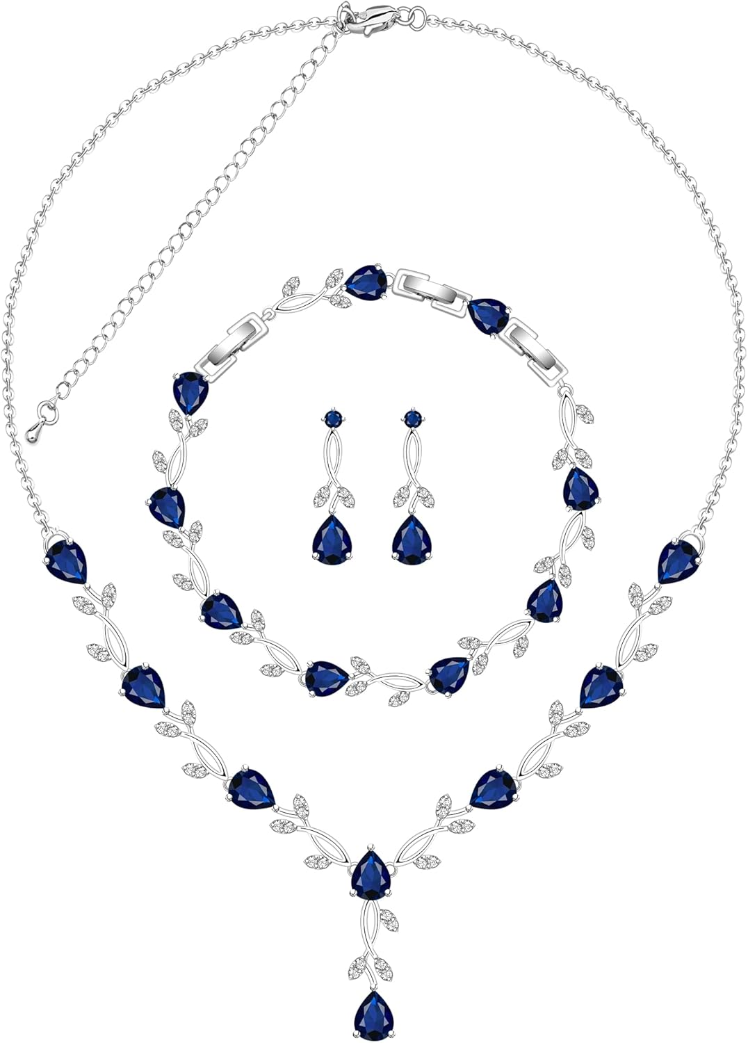 Jewelry Set for Women Bride Bridesmaid Wedding Party Prom Necklace Earrings Bracelet Set Gift for Mother Wife Friend