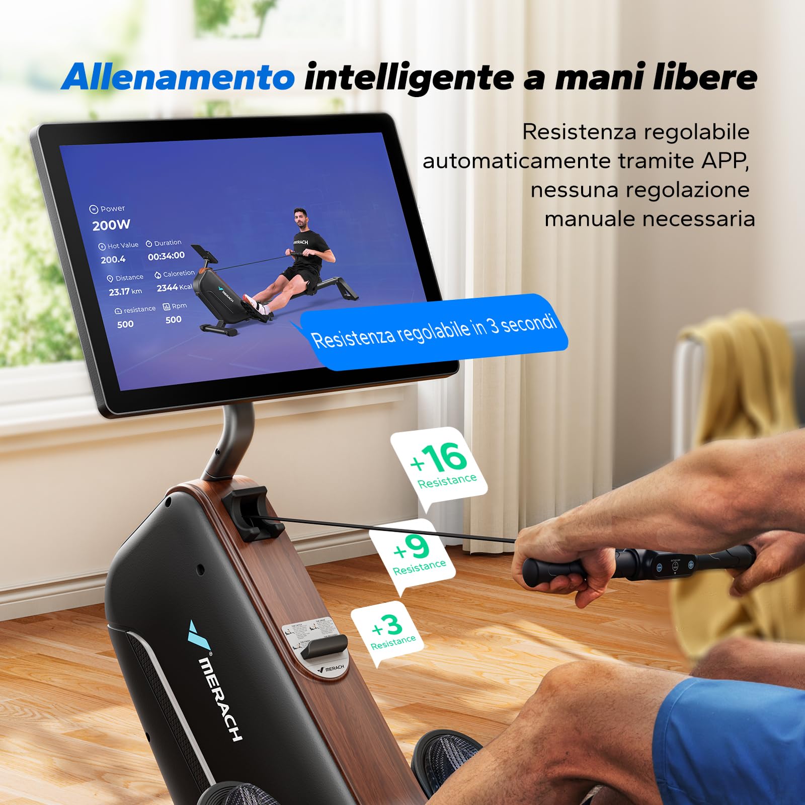 MERACH Vogatore per Casa, Vogatori Magnetici Silenziosi, Binari Migliorati ed Espansi da 130 cm per Movimenti più Liberi, Dotato di APP Esclusiva