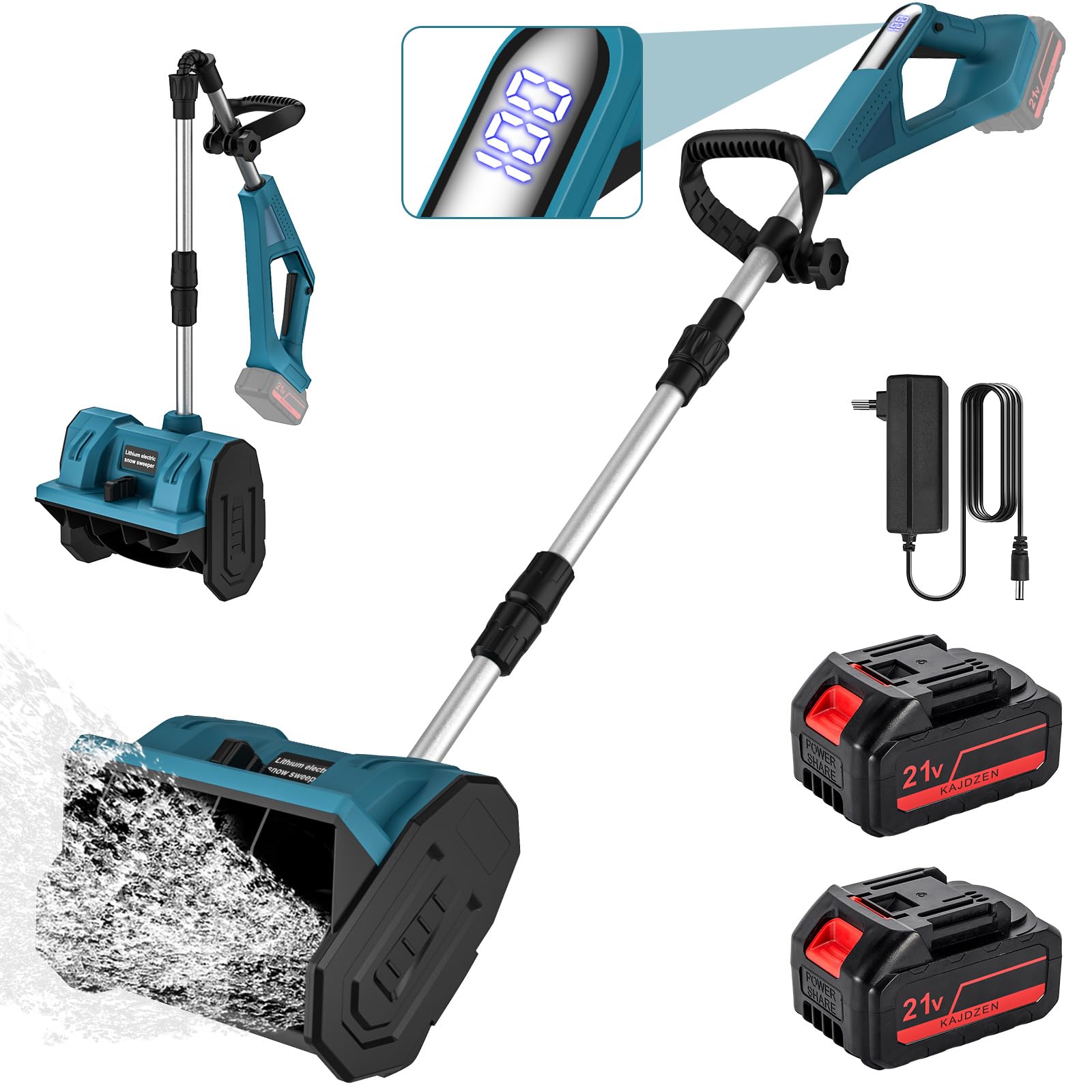 Chasse - Neige avec Batterie, Chasse - Neige Manuel électrique,Chasse - Neige Large 33CM, Petit Outil De Chasse - Neige Domestique,Outil De Chasse - Neige De Route (2 Battery)