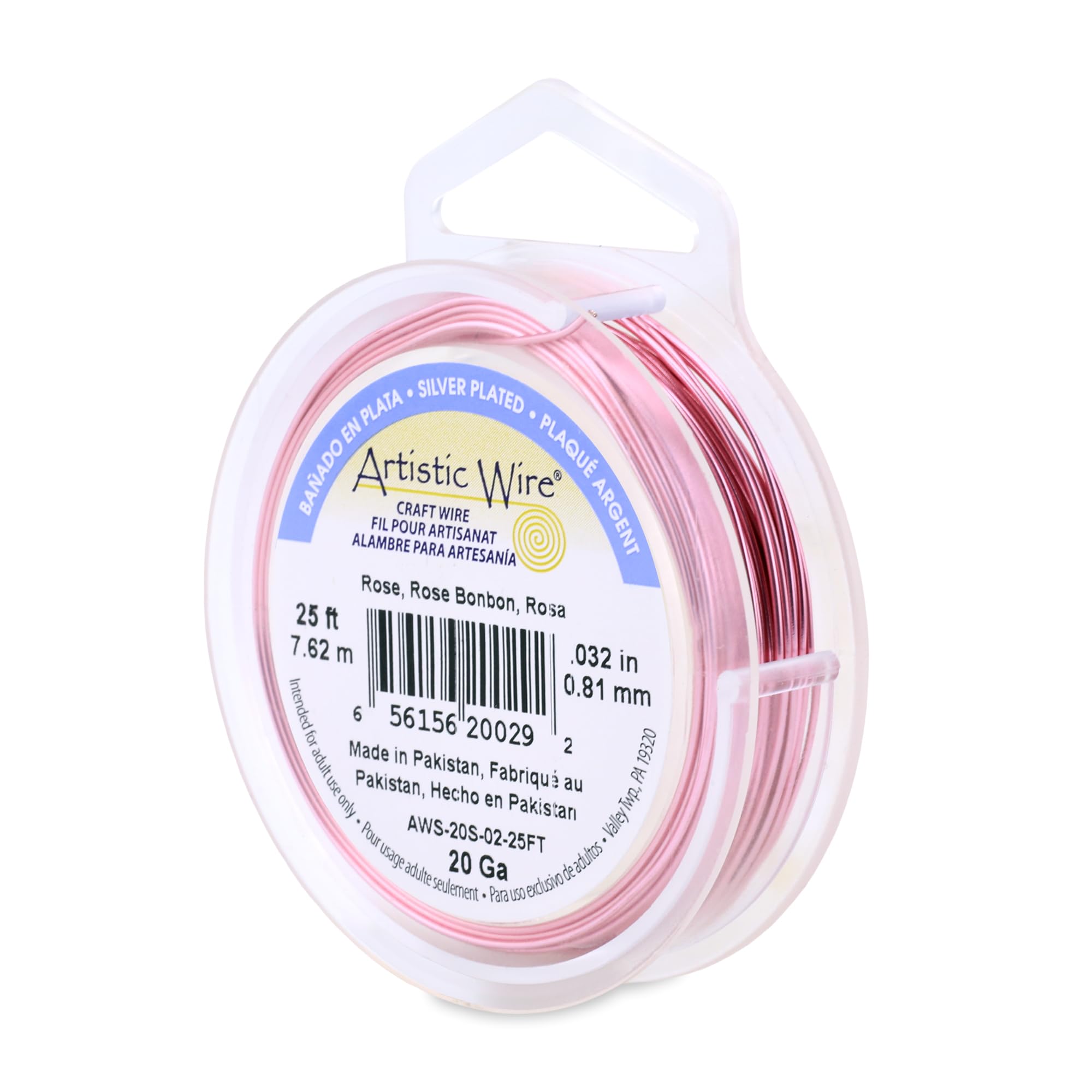 Fil de cuivre plaqué argent rose de qualité supérieure Artistic Wire 25 m Beadalon