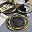 Hioasis 350pcs Black and Gold Plastic Plates - Diposable Dinnerware Set Suitable for 50 Guests Include 10.25 Dinner & 7.5 Dessert Plates, Pre Rolled Silverware Set, Cups for Party & Wedding