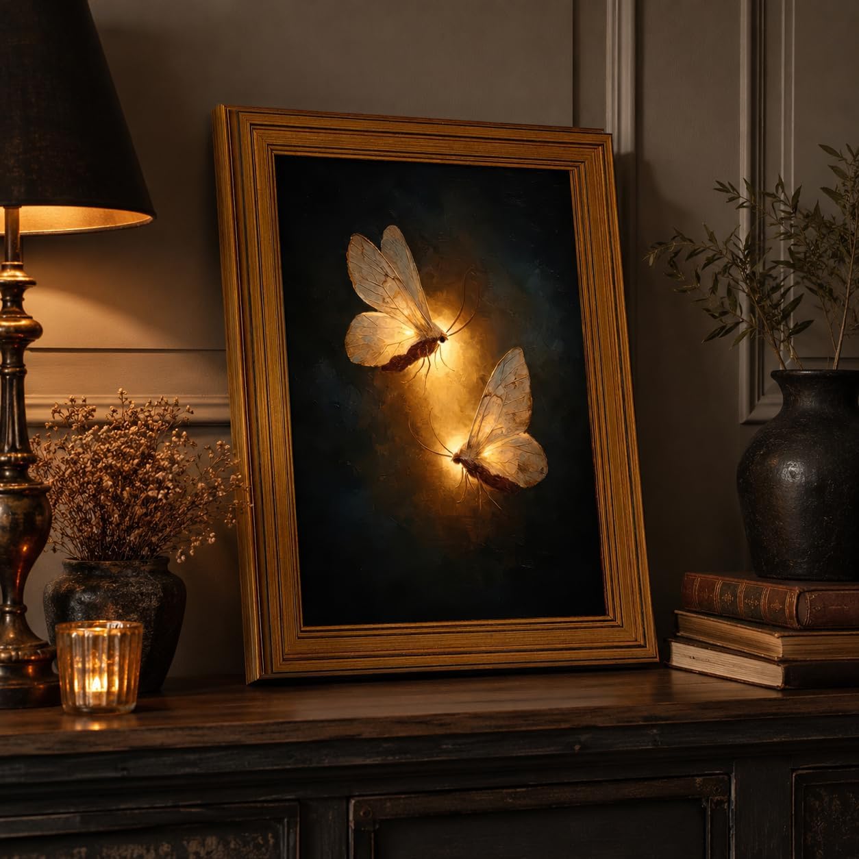 GHXYDSS Vintage Butterfly Framed Wall Art, Gold Framed Moth Decor, 12x16 In image 5