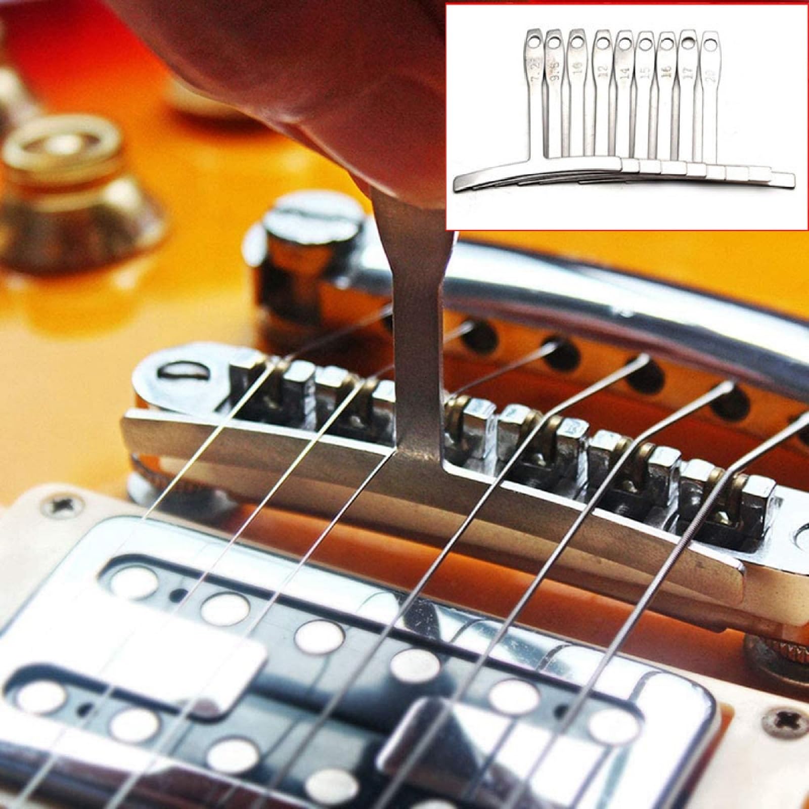Jauge Rayon Guitare – 9 Pièces – Acier Inoxydable – Rayons 7.25 à 20 Pouces – Outil Luthier - 8