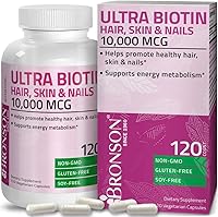 Vista 2 de Bronson Suplemento vitamínico extra fuerte para el cabello, la piel y las uñas con biotina para mujeres + Ultra Biotina 10,000 Mcg