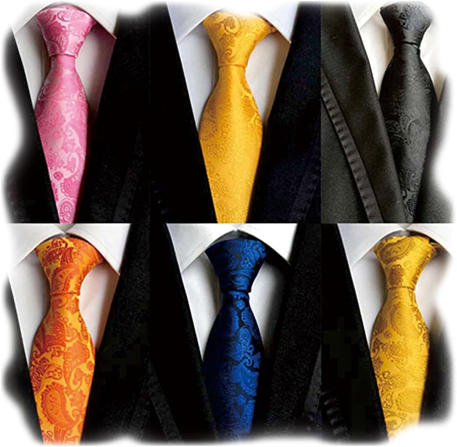 WeiShang Lot 6 PCS Classic Men's Silk Tie Necktie Woven JACQUARD Neck Ties - Image 9
