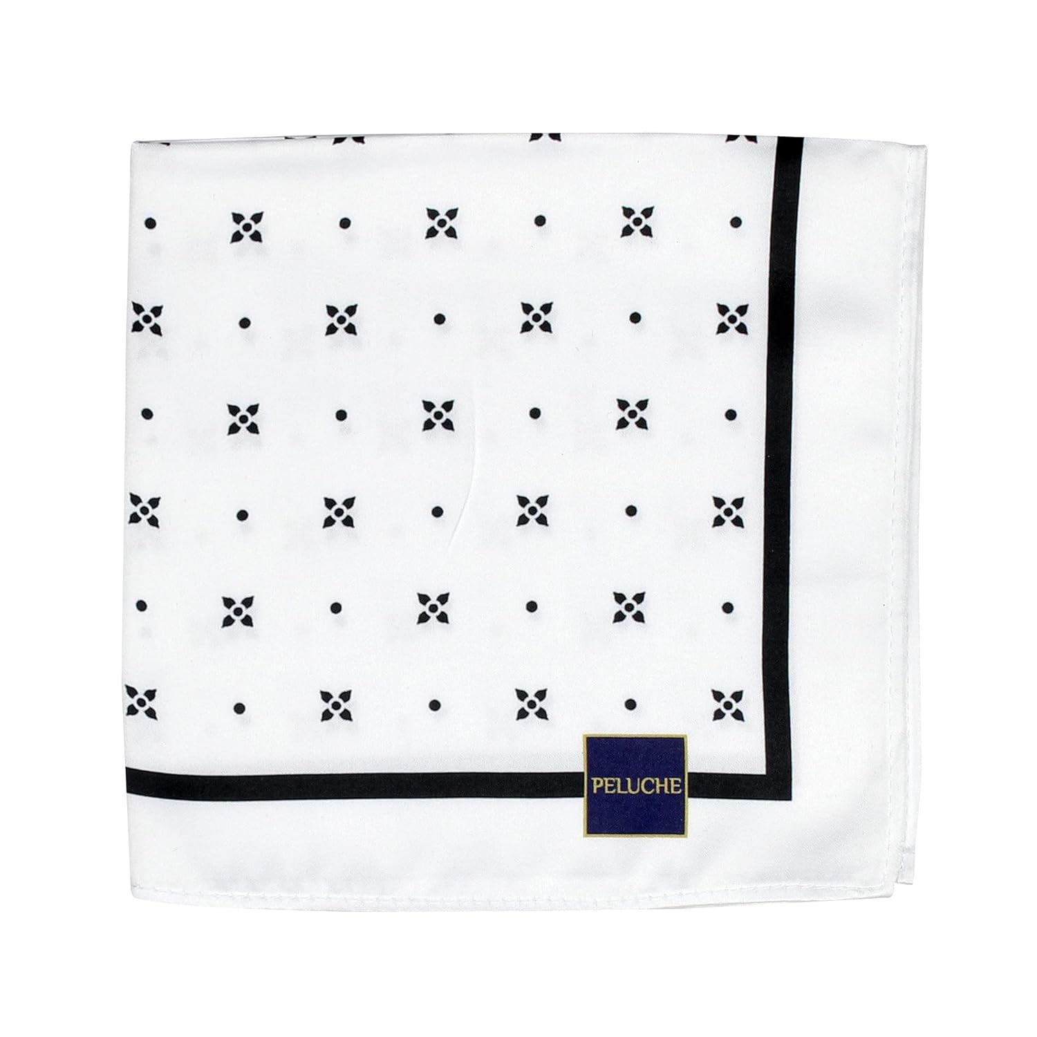 PELUCHE Polka Dots Floral Print White Pocket Square For Men