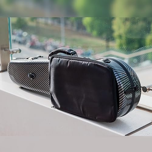 Miniatura 4 de Estuche de violín de tamaño completo 44 de fibra de carbono de alta resistencia, bolsa de música para violín triangular, con cerradura de