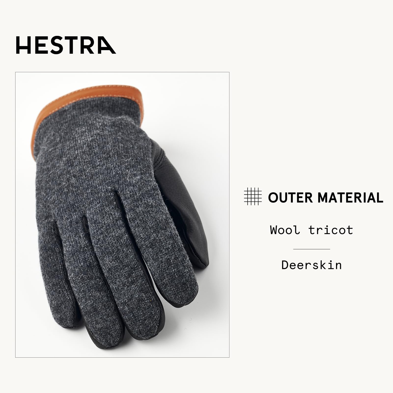 Hestra Rękawiczki Deerskin Wool TricotMężczyźni - meskie skórzane Z podszewką jesień-zima Zima