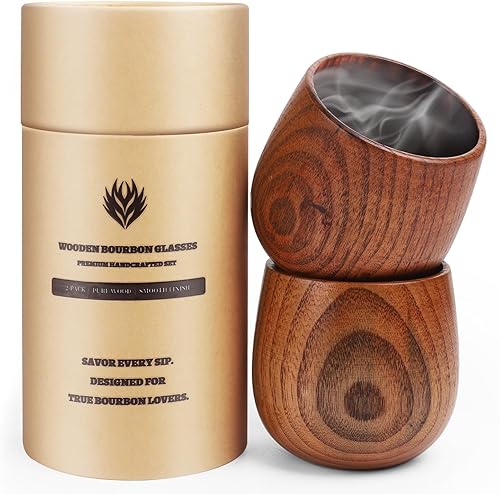 Vasos de whisky de madera carbonizada, regalos de bourbon para hombres, papá, hermano, cumpleaños, aniversario, amantes del bourbon, tazas de madera