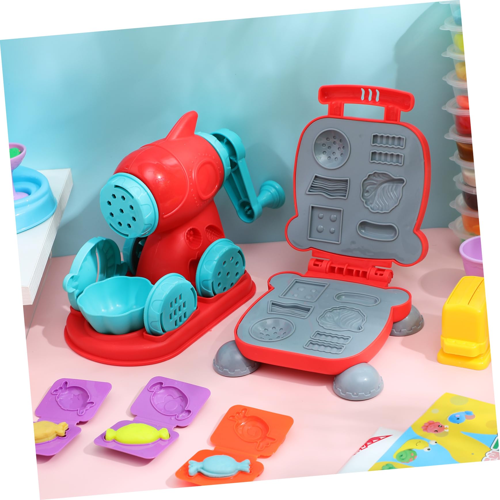 Mipcase Set Giochi per Bambini 51 Pezzi Strumenti per Pasta Modellabile in Abs, Kit Cucina Giocattolo Educativo per Feste e Compleanni, per Ragazzi e Ragazze