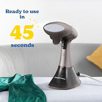 Russell Hobbs Handheld Clothes Steamer [Multipurpose, Antibacterial] Steam Genie Aroma (1800W, 32g/min steam, travel iron, Ceramic, 4 accessories: fragrance diffuser,curtains, clothes) - 28040