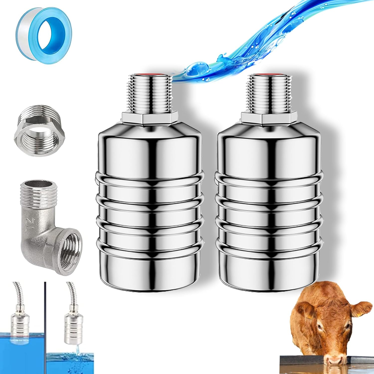 2 Pack Float Valve, 1/2" 3/4'' 1'' Auto Float Valve, 304