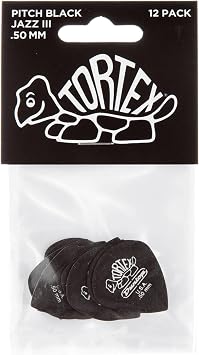 Jim Dunlop Tortex Pitch Black Jazz III Pick .50MM - 12 Pack