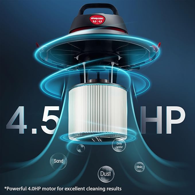 Aspiradora Seco y Húmedo 8 Galones 4.5 HP miniatura 4
