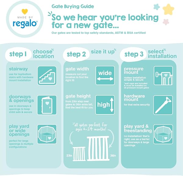 Regalo Easy Step 49-Inch Extra Wide Baby Gate, Includes 4-Inch and 12-Inch Extension Kit, 4 Pack of Pressure Mount Kit and 4 Pack of Wall Mount Kit, Black - 5