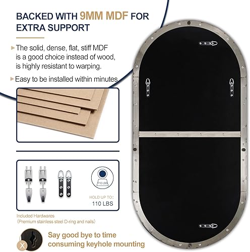 Miniatura 132 de ANDY STAR Espejos ovalados de baño, espejo de tocador doble de 30 x 48 pulgadas, espejos ovalados negros para baño, marco de acero inoxidable