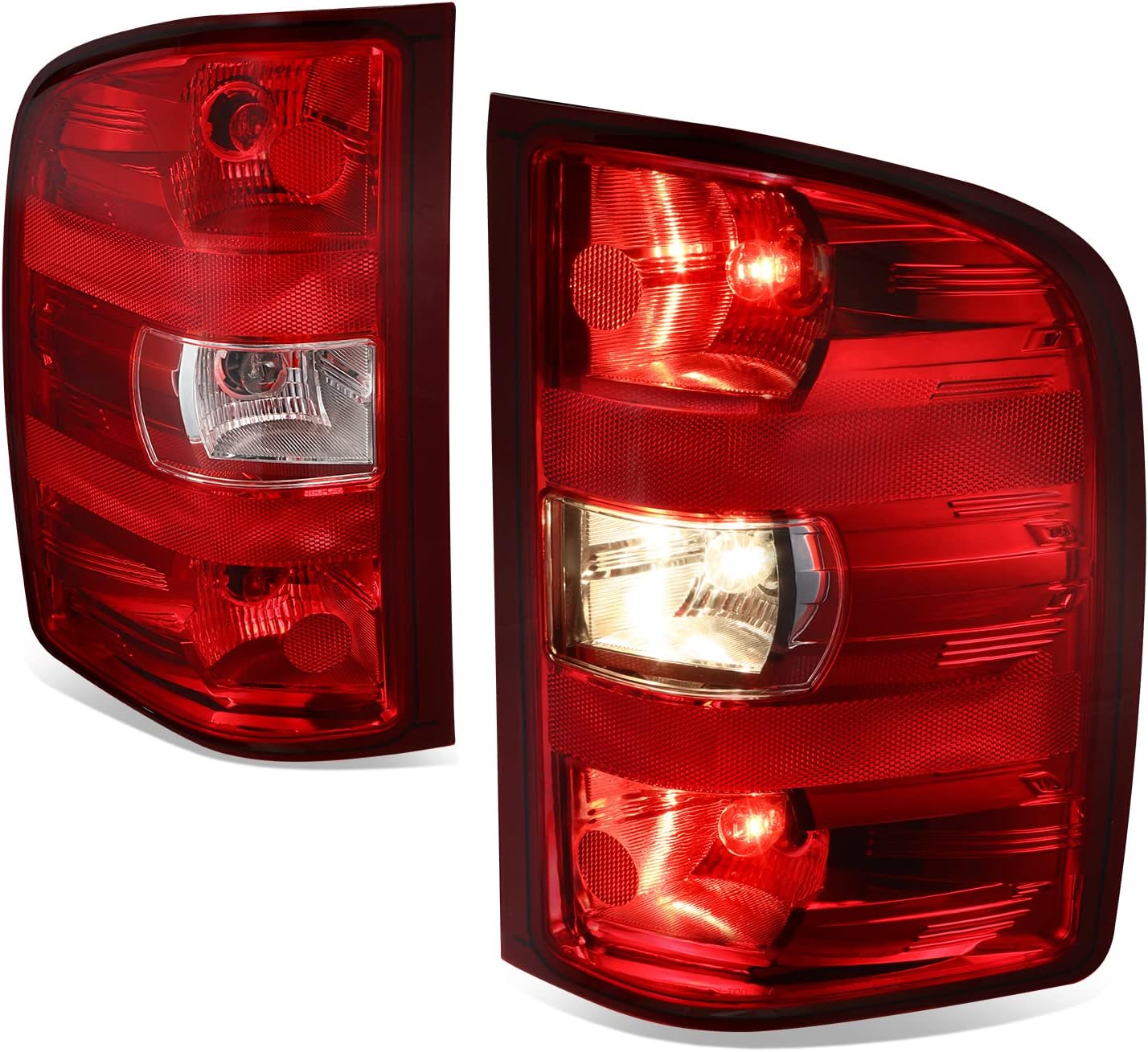 Auto Dynasty Factory Style Rear Tail Lights Brake Lamps Compatible with Silverado Sierra 1500 2500HD 3500 2007-2014, Driver and Passenger Side, Smoked Lens