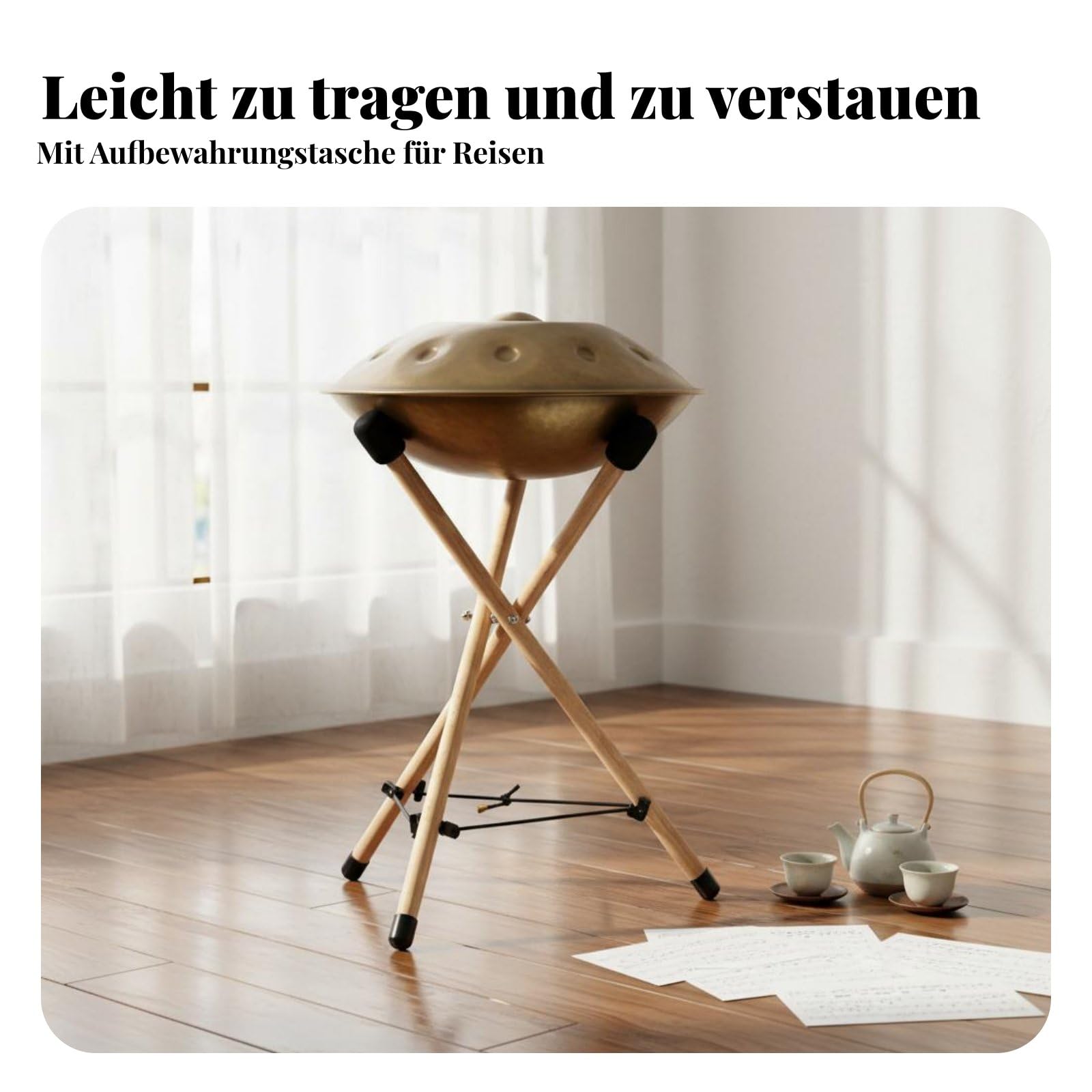 Robustes Holzstativ für Und Drum mit Verstellbarem Seilsystem Und Schaumstoffpolstern für Studio Auftritte Und Live Musik , Groß