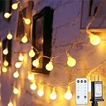Globe String Lights 59 Ft 100 LED Fairy Lights Plug in with Remote Timer, Connectable Small Frosted Globe Lights for Bedroom Wedding Christmas Tree Indoor Outdoor Decor, Warm White