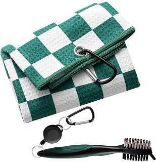 Liliful Golf Accessories Kit Include Microfiber Waffle Golf Towel and Club Groove Cleaner Brush for Women Man Gifts