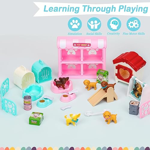 Miniatura 3 de SweetAce 32 Piezas Juguetes de Perros para Niños Juego de Simulación Conjunto de Figuras de Perro Juguete para Niños Pequeños Conjunto de Juego de
