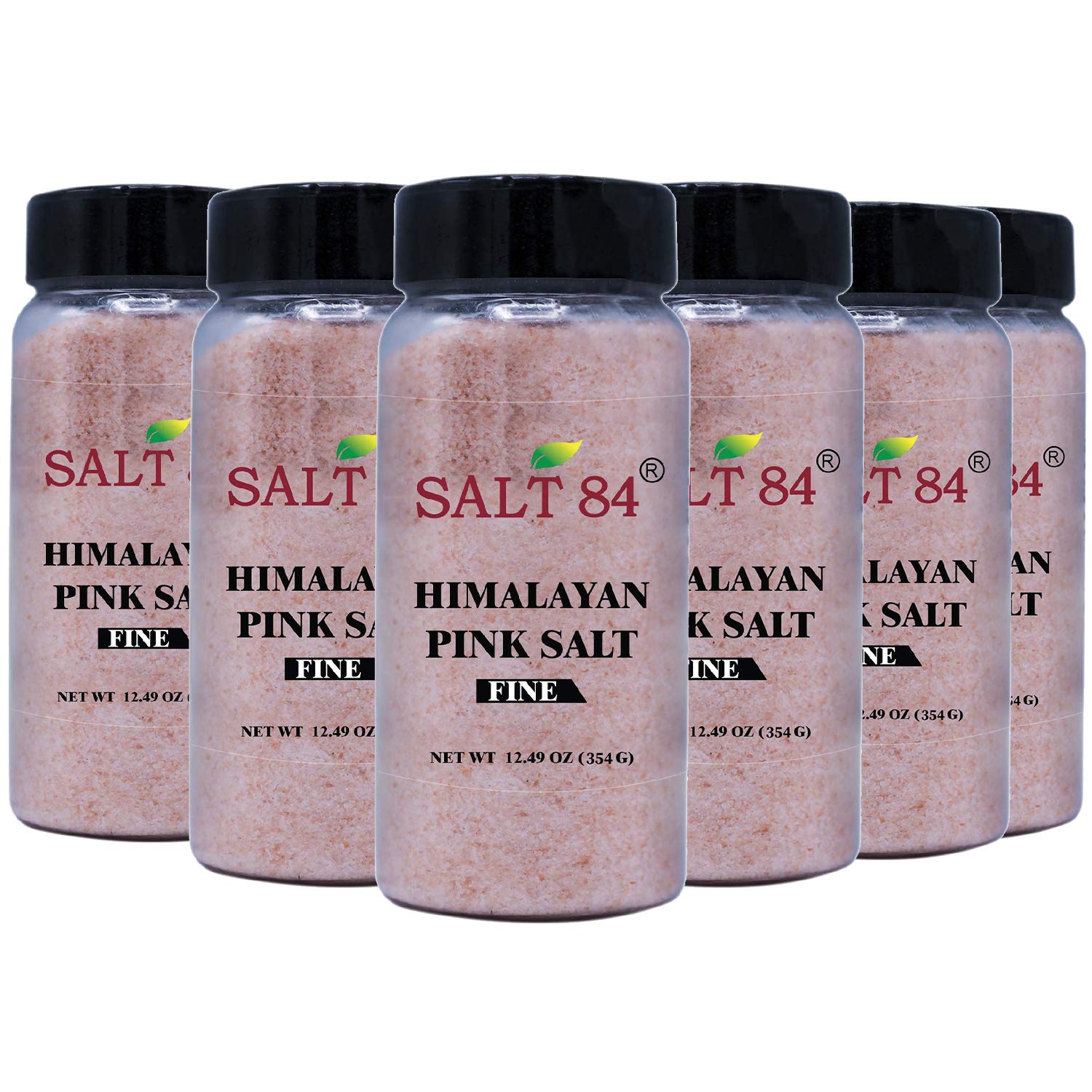 SALT 84 Pink Himalayan Salt Fine, Plastic Shaker, Non GMO, Kosher Certified Bulk Salt - 6PCS