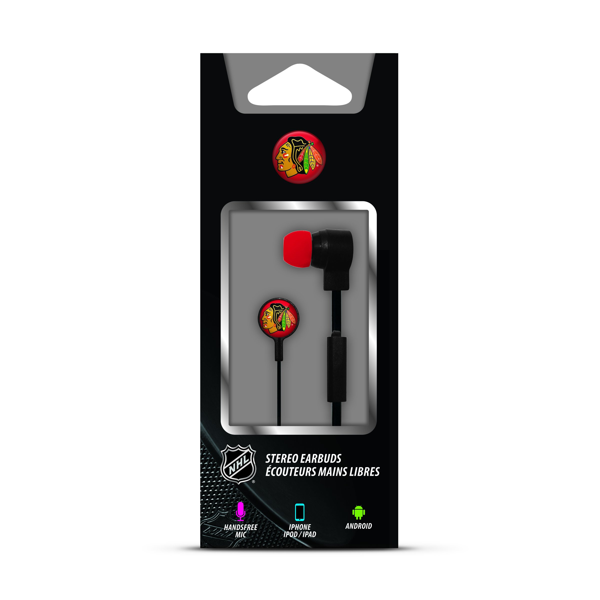 MizcoNHL Big Logo Black Cord Earbuds