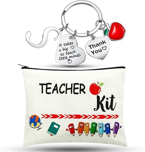 Miniatura 23 de MTLEE 2 piezas de regalo de agradecimiento para profesores de Navidad, kit de regalo para mujeres, bolsa de maquillaje, bolsa de cosméticos, llavero