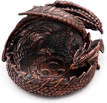 Haxtec Dragon Dice Jail Guardian DND Dice Tray Holder,Antique Copper | Dungeons and Dragons Accessories,great RPG gift & tabletop metal statue decor for D&D players & DMs